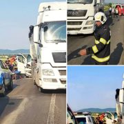 A fost activat planul roșu de intervenții. Accident foarte grav între un camion și un microbuz plin cu pasageri