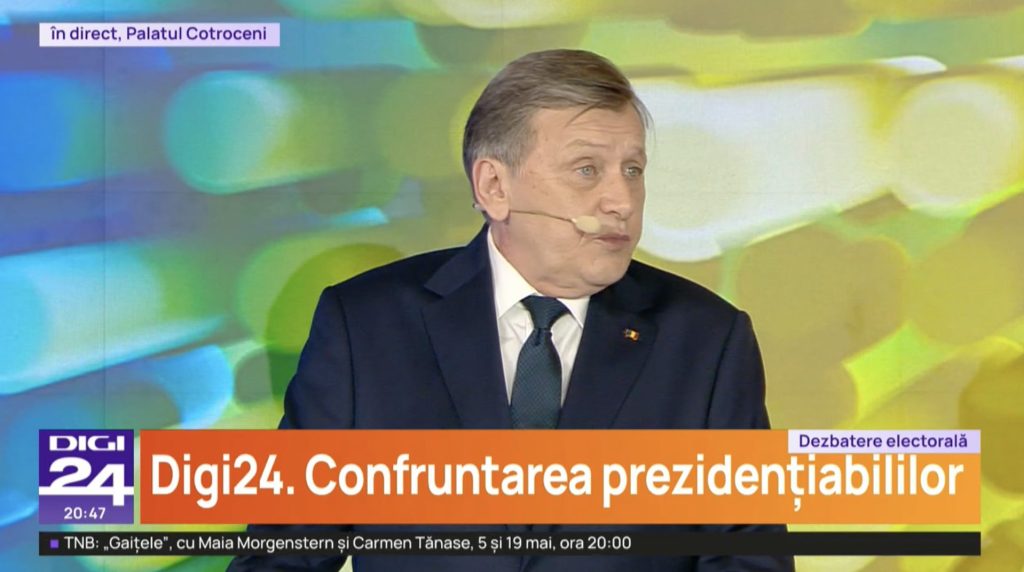 Crin Antonescu, candidat PSD-PNL-UDMR, a fost prezent la dezbaterea electorală de la DIGI24