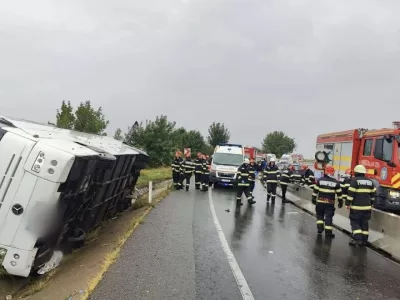 Un nou dezastru zguduie România. Un autocar s-a răsturnat. Starea pasagerilor este foarte gravă