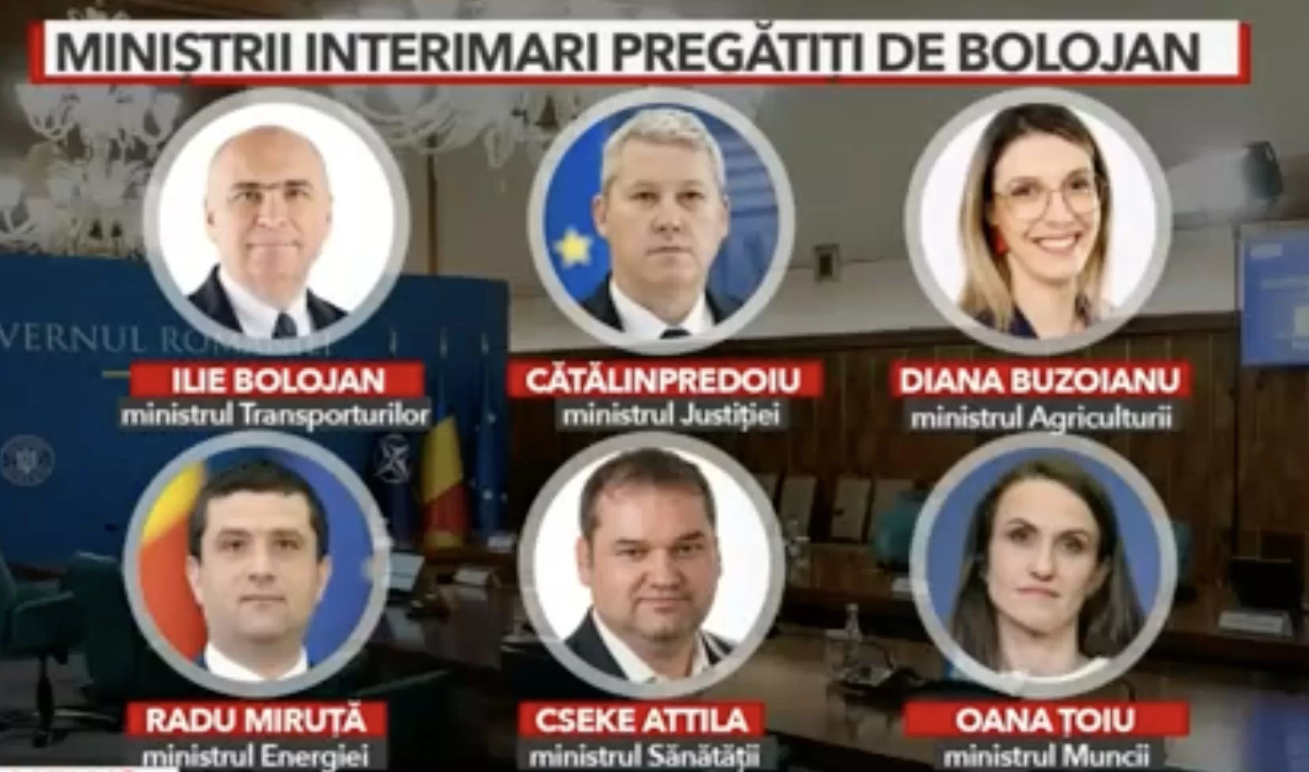 Lista cu miniștrii interimari. Sursa foto: Antena 3 CNN